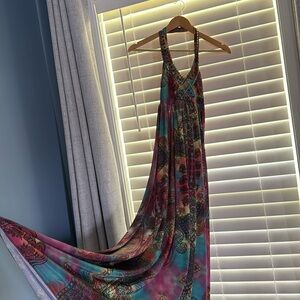 Y2K rainbow Apple Bottom halter Maxi dress.